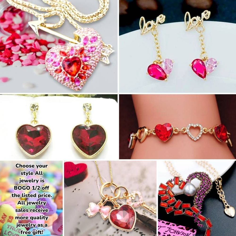 Gold plated crystal heart necklace earring bracelet Choose 1